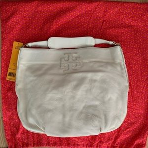 NEW Tory Burch Stacked T Logo Hobo Tote Bag